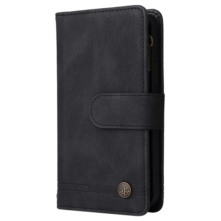 Per Samsung Galaxy A05s 4G Case Multiple Card Slots Leather Stand Phone Cover - Black