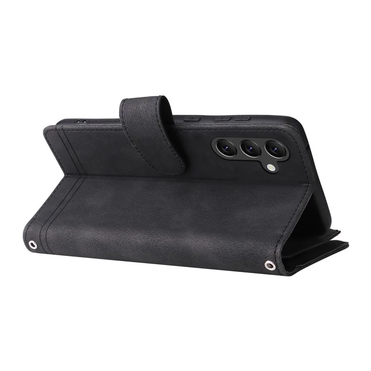 Per Samsung Galaxy A15 5G Case Slot multipli per schede Custodia per telefono con tasca con cerniera - Nero