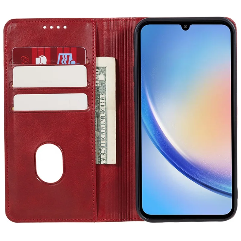 For Samsung Galaxy A05 4G Case Magnetic Auto Closing Phone Leather Cover - Red