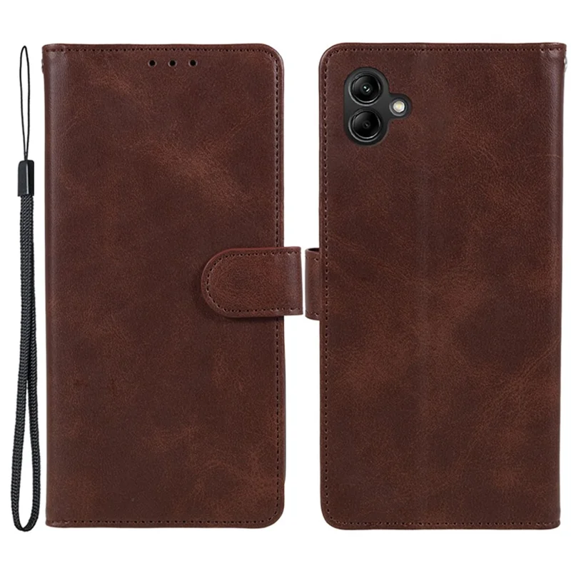 Pour Samsung Galaxy A05 4G Case Magnetic Clasp PU Leather Phone Wallet Cover - Marron