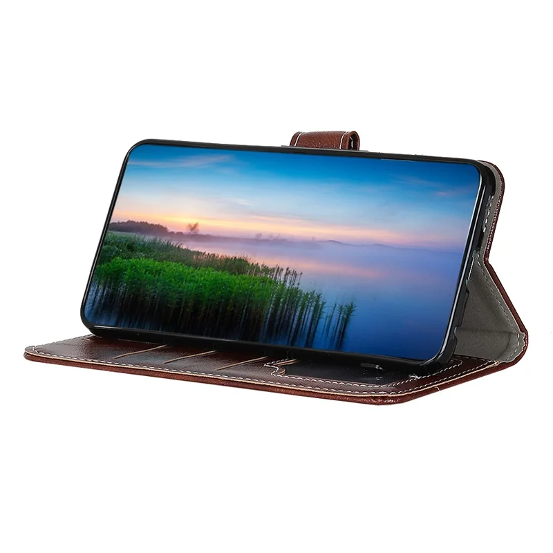 Für Google Pixel 8a Hülle Crazy Horse Textur PU-Leder Geldbörse Stand Cover - Braun