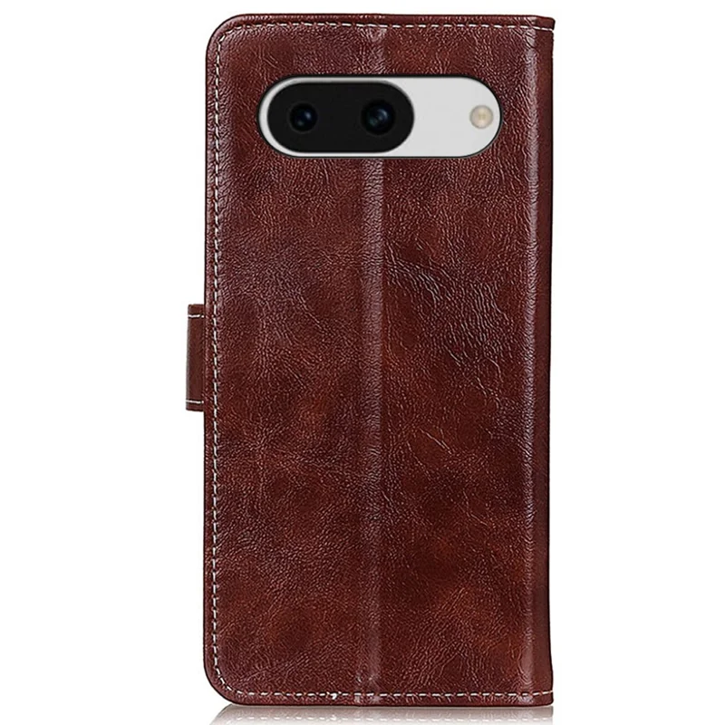 Für Google Pixel 8a Hülle Crazy Horse Textur PU-Leder Geldbörse Stand Cover - Braun