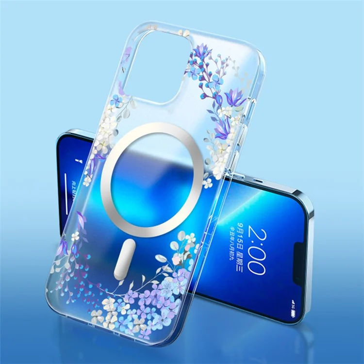 Funda de teléfono de la Serie Floral para iPhone 15 Compatible con Magsafe - Iris