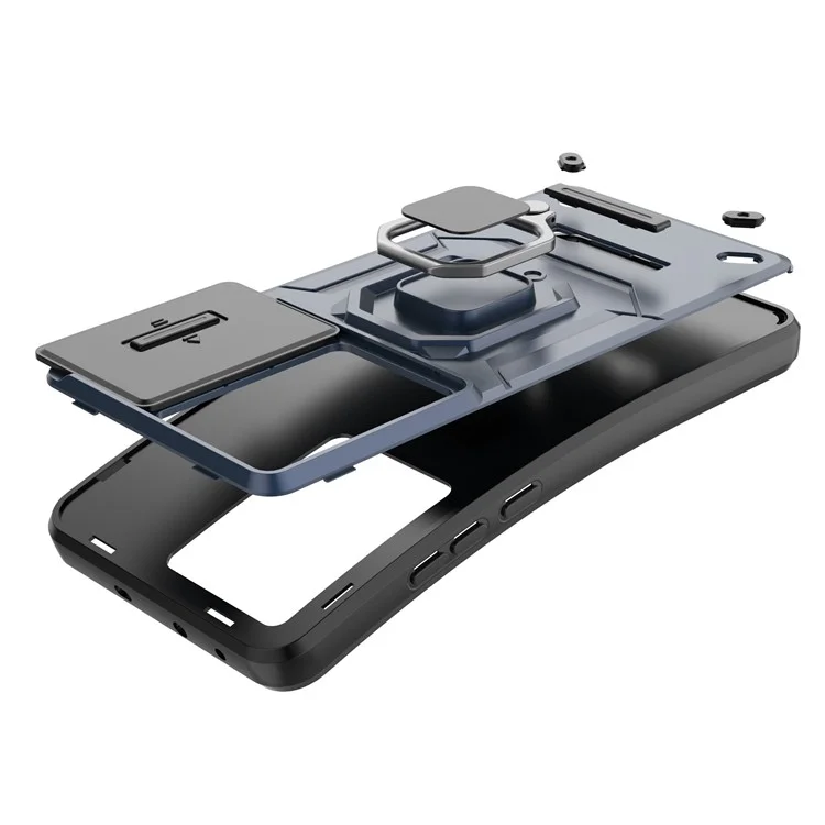 For OnePlus Nord CE3 5G Case Kickstand Phone Cover with Slide Lens Protector - Black