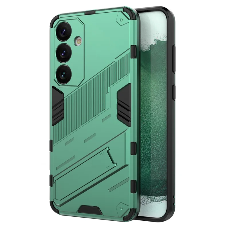 Pour Samsung Galaxy S24+ Coque PC+TPU Housse de téléphone avec support pliable - Vert