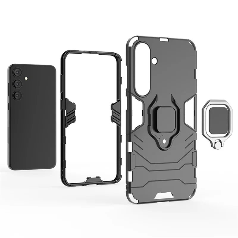 Per Samsung Galaxy S24+ Case Ring Holder Kickstand PC+TPU Phone Cover - Blu