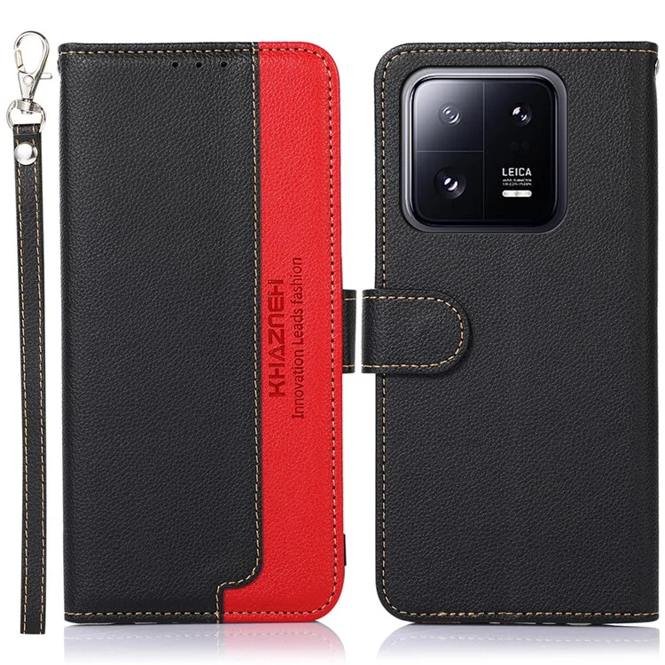 KHAZNEH для Xiaomi 14 Case Кожаный чехол для телефона с RFID-блокировкой Бумажник - Черный