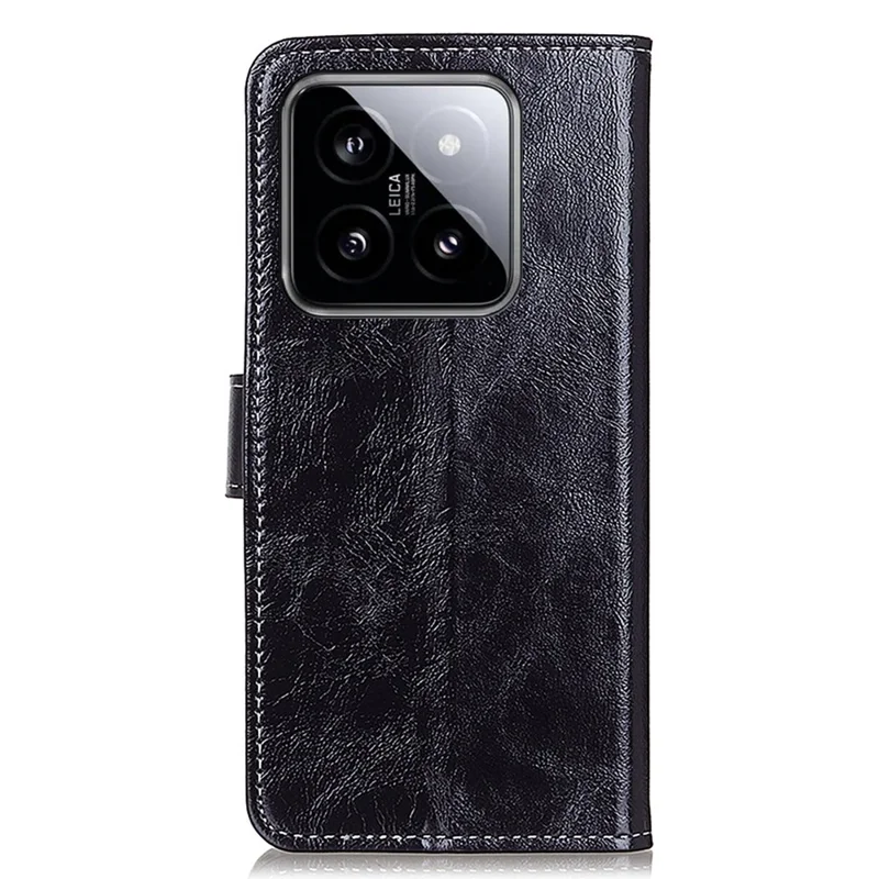 For Xiaomi 14 Case PU Leather Wallet Shockproof Phone Cover - Black