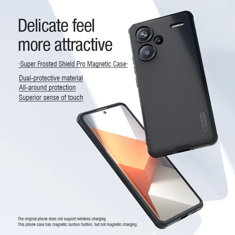 NILLKIN Frosted Shield Pro for Xiaomi Redmi Note 13 Pro+ 5G Case Magnetic Phone Cover - Black
