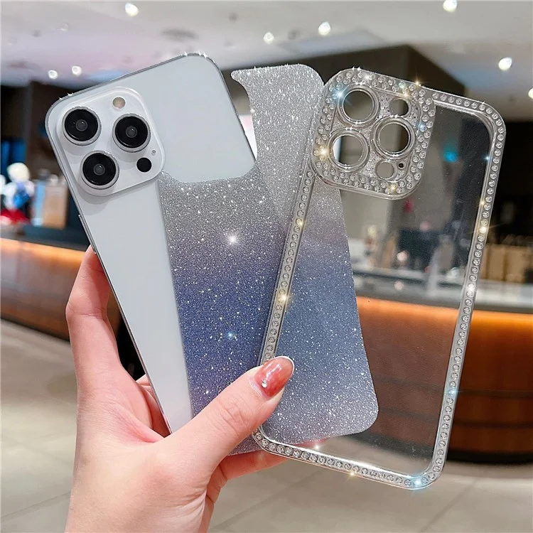 Для iPhone 15 Pro Max TPU Чехол для телефона Electroplate Bling Glitter Cover - Gradient Blue