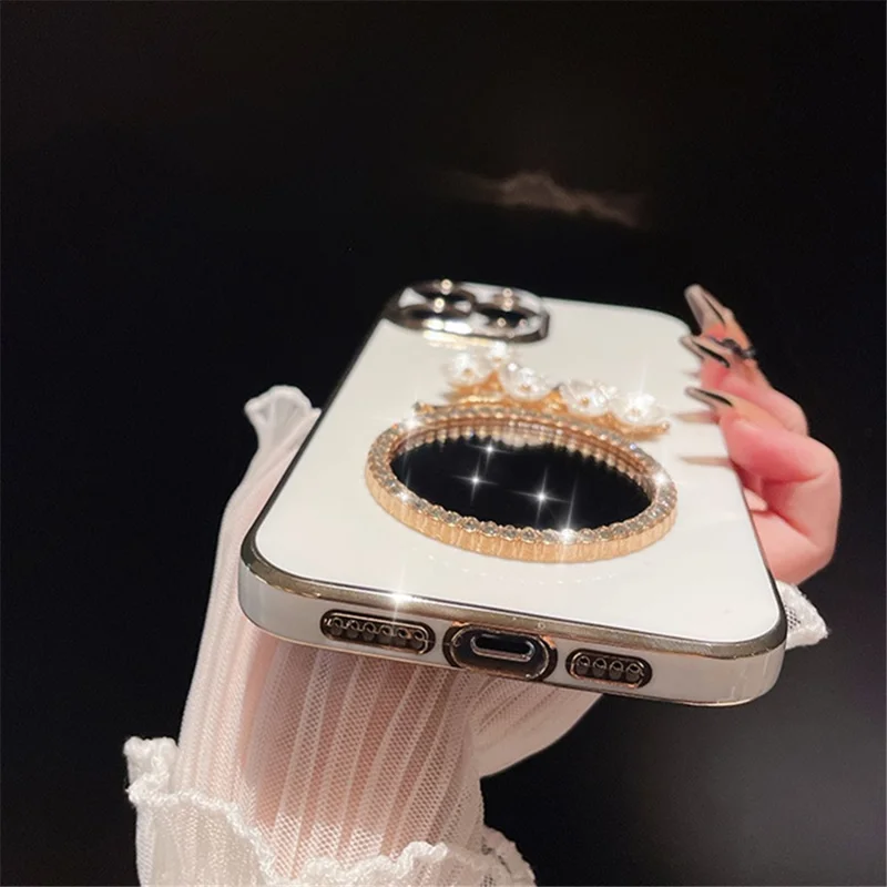 Protective TPU Case for iPhone 15 Pro Max Case Electroplating Glass Mirror Phone Cover - Pink