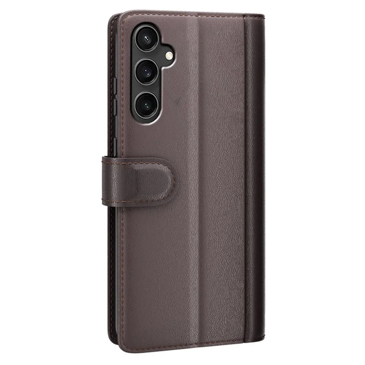 Para Samsung Galaxy S23 FE Case Genuine Split Leather Wallet Phone Cover - Brown