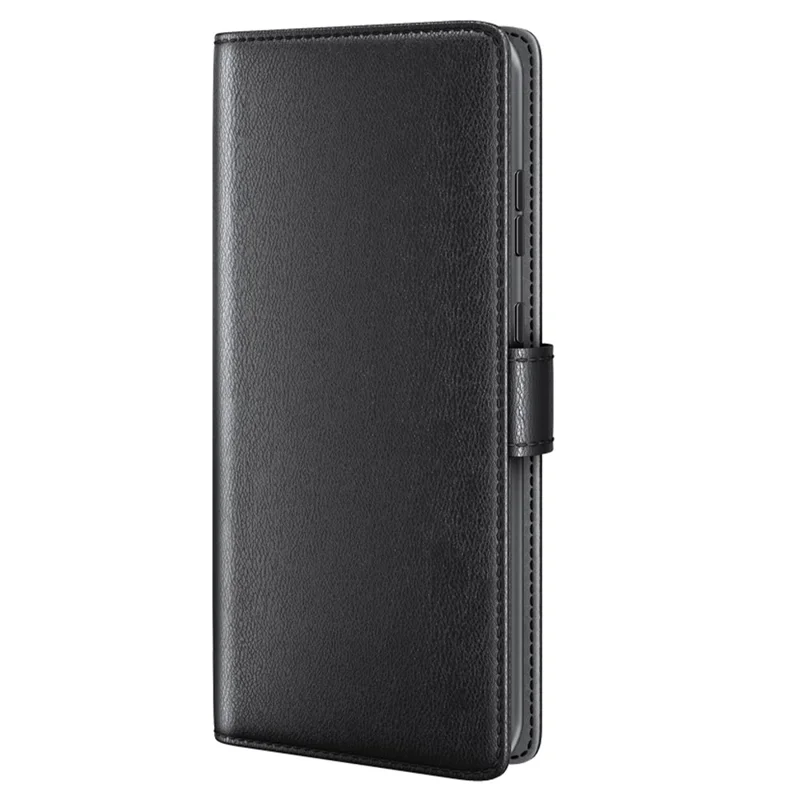 For Samsung Galaxy S23 FE Case Genuine Split Leather Phone Cover with Wallet Stand - Black