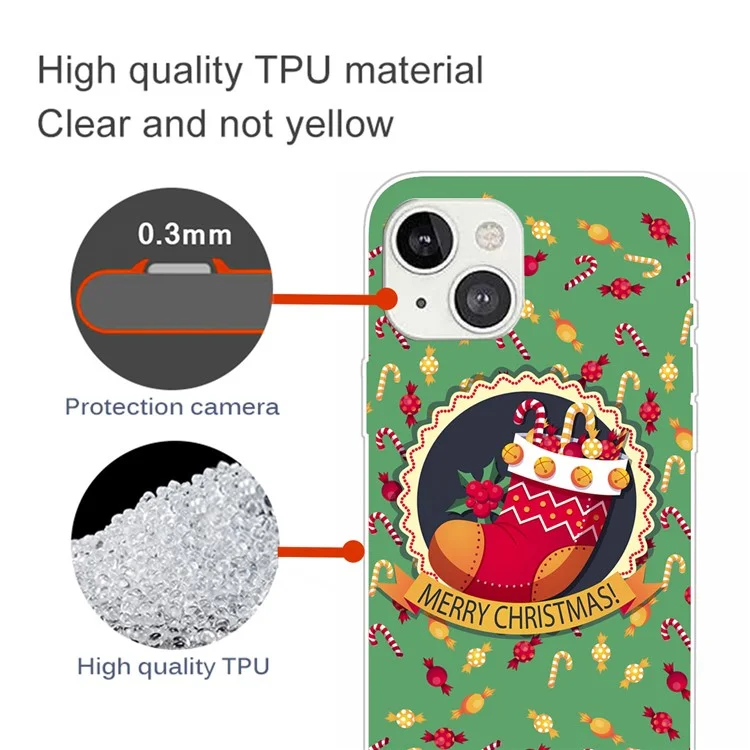 Per Iphone 15 Plus TPU Case Anti-scratch Christmas Pattern Cover - Calzino di Natale