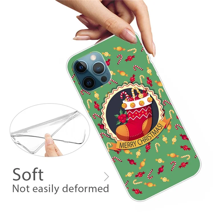 For iPhone 15 Pro Phone Case Christmas Pattern Printing Soft TPU Phone Cover - Christmas Sock
