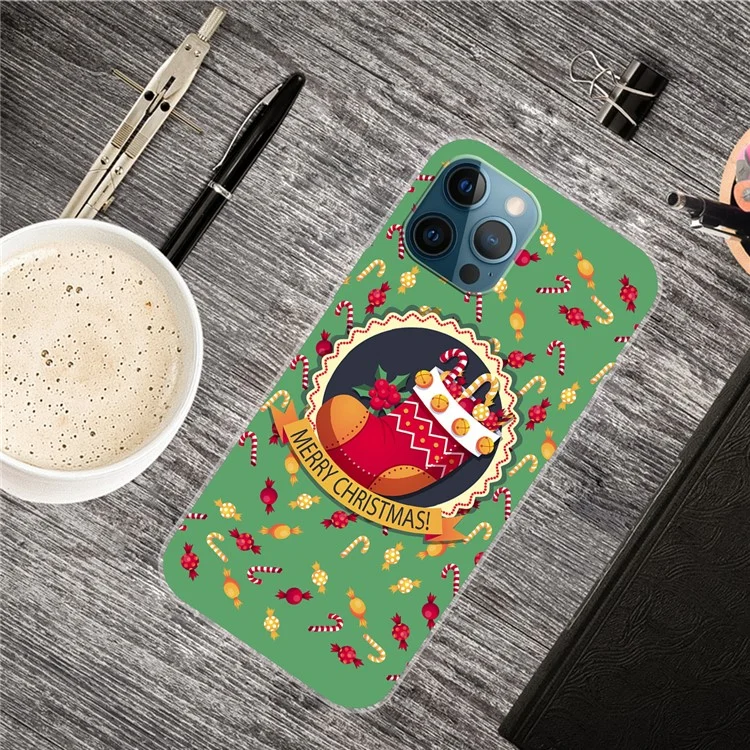 For iPhone 15 Pro Phone Case Christmas Pattern Printing Soft TPU Phone Cover - Christmas Sock