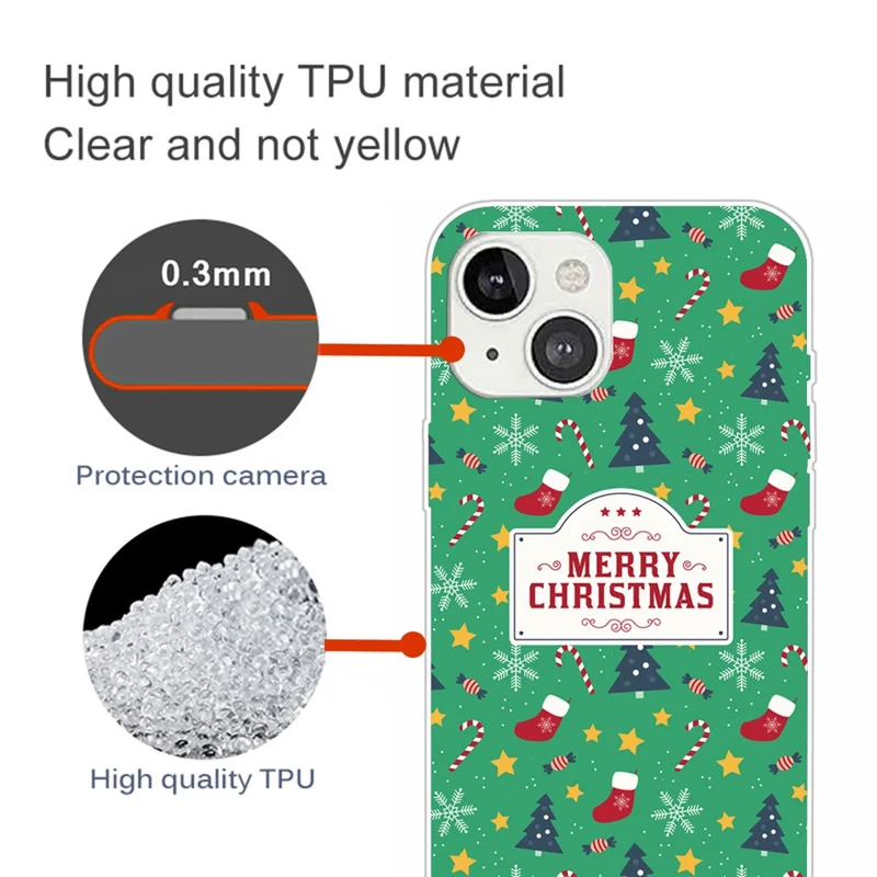 For iPhone 15 Phone Case Christmas Pattern Anti-scratch TPU Cover - Merry Christmas