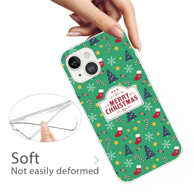 For iPhone 15 Phone Case Christmas Pattern Anti-scratch TPU Cover - Merry Christmas