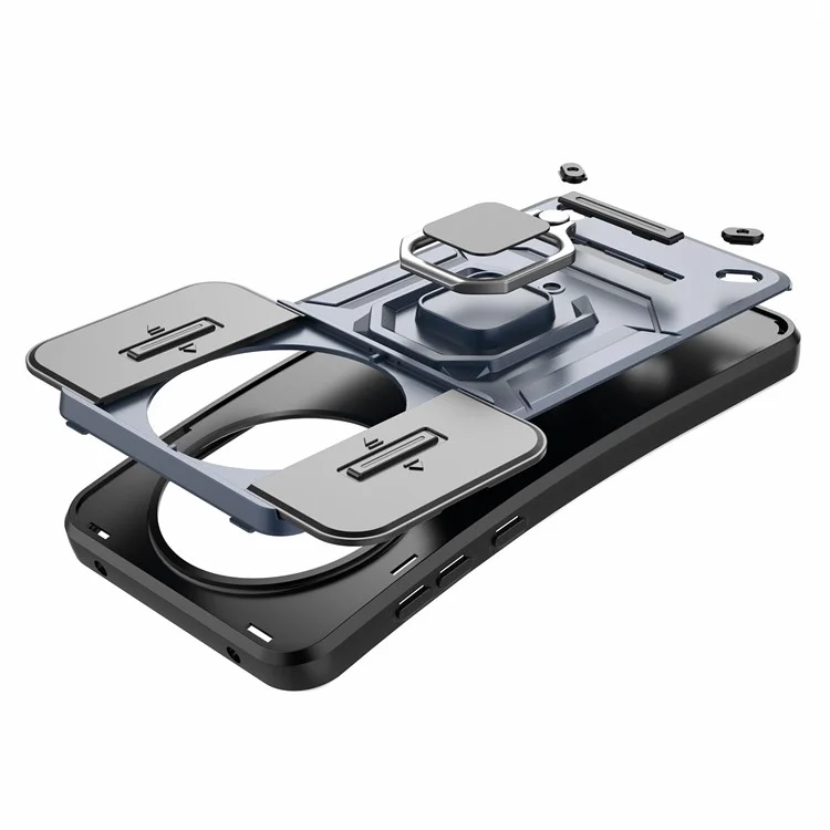 Funda para Huawei Mate 60 Pro con Soporte Antigolpes y Protección de Lente Deslizante - Negro