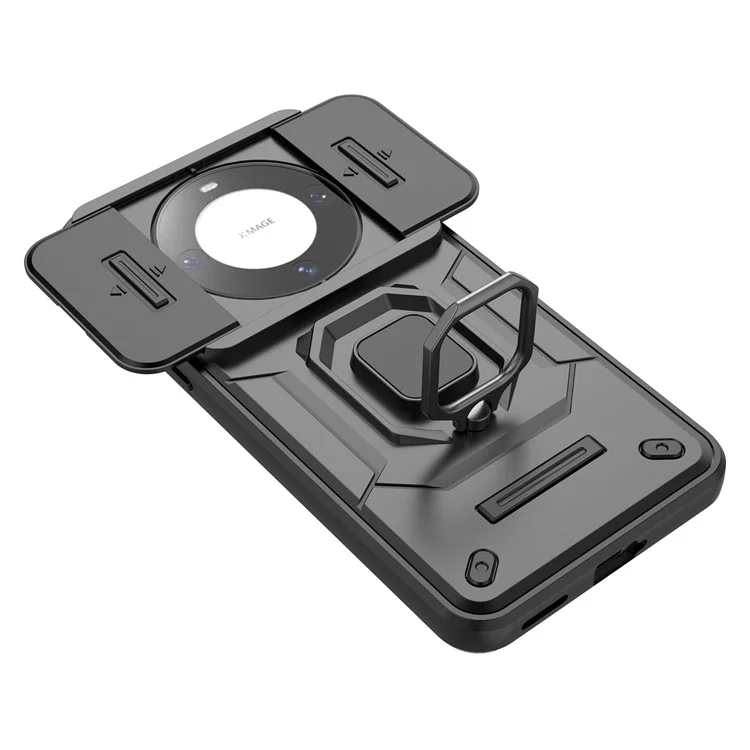 Funda para Huawei Mate 60 Pro con Soporte Antigolpes y Protección de Lente Deslizante - Negro
