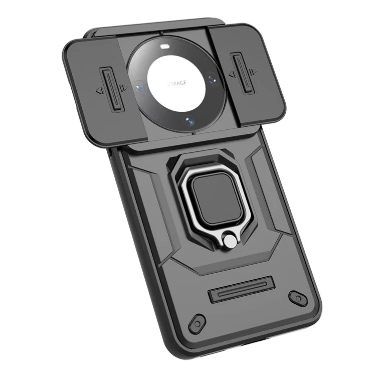 Funda para Huawei Mate 60 Pro con Soporte Antigolpes y Protección de Lente Deslizante - Negro
