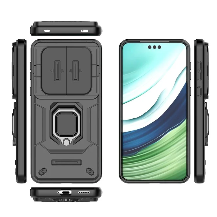 Funda para Huawei Mate 60 Pro con Soporte Antigolpes y Protección de Lente Deslizante - Negro