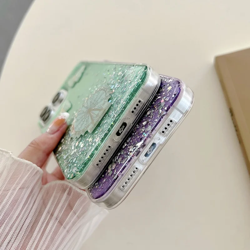 For iPhone 15 Pro Max Case Sparkle Epoxy Ferris Wheel TPU Phone Cover - Pink