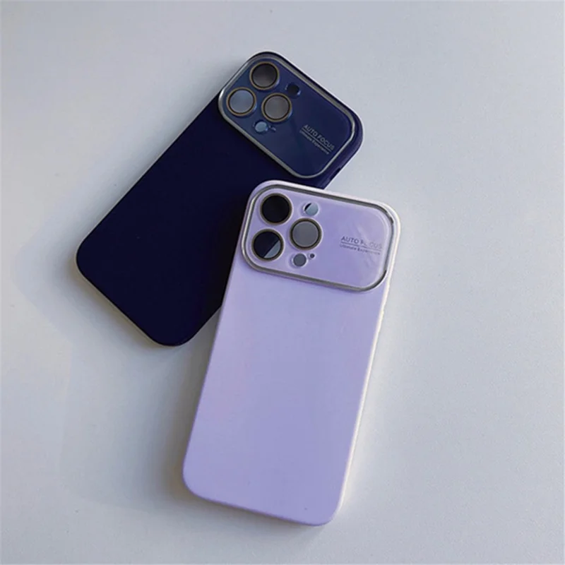 For iPhone 15 Pro Case Liquid Silicone Phone Cover with Lens Glass Film - Baby Blue