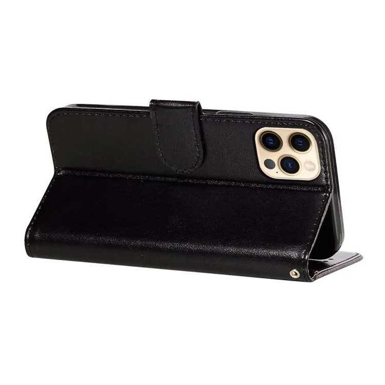 Para iPhone 15 Pro Max Funda de Cartera de Piel de PU con Soporte Plegable y Funda de Teléfono - Negro