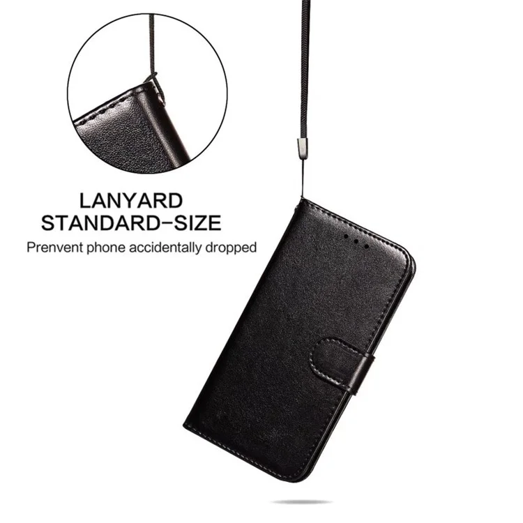 Para iPhone 15 Pro Max Funda de Cartera de Piel de PU con Soporte Plegable y Funda de Teléfono - Negro