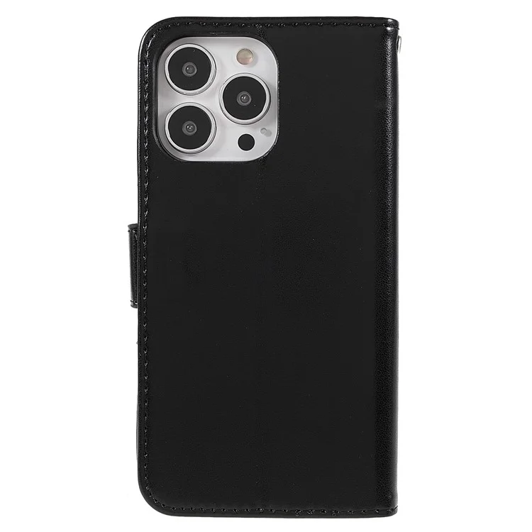 Para iPhone 15 Pro Max Funda de Cartera de Piel de PU con Soporte Plegable y Funda de Teléfono - Negro