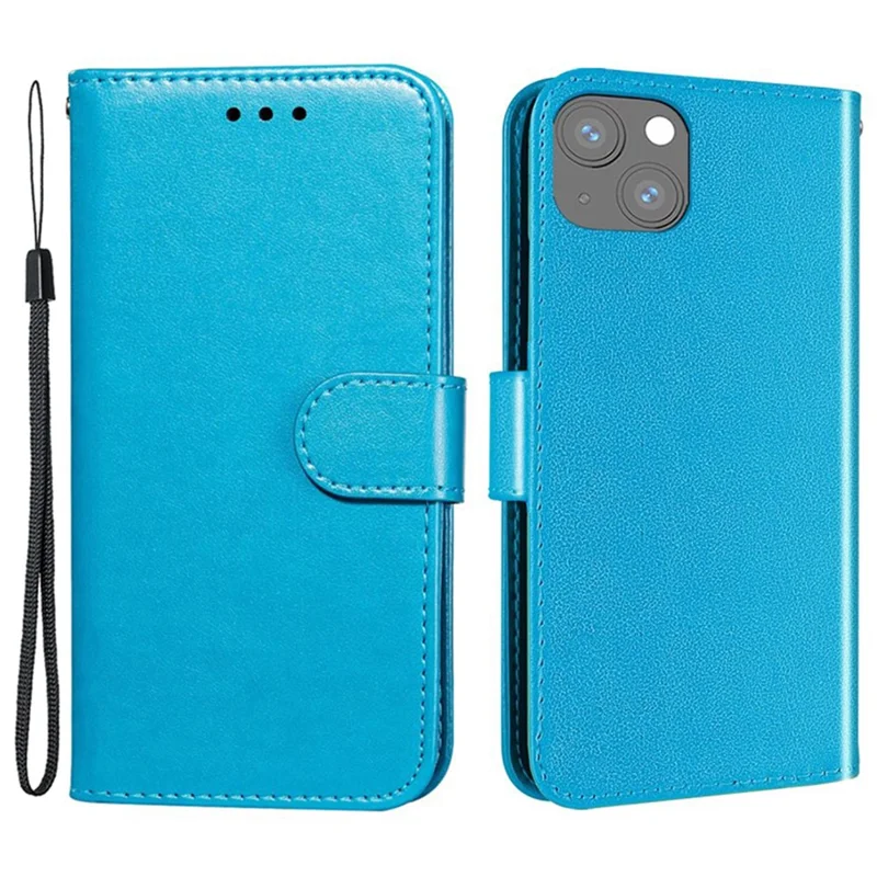 Para iPhone 15 Capa de Couro PU Magnética Flip Wallet Phone Cover - Azul