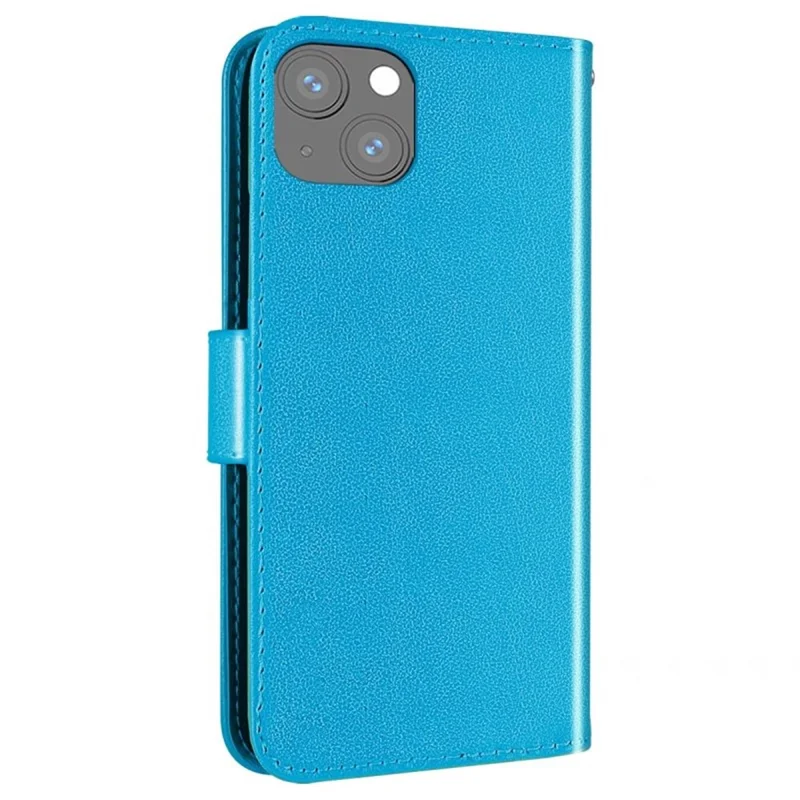Para iPhone 15 Capa de Couro PU Magnética Flip Wallet Phone Cover - Azul
