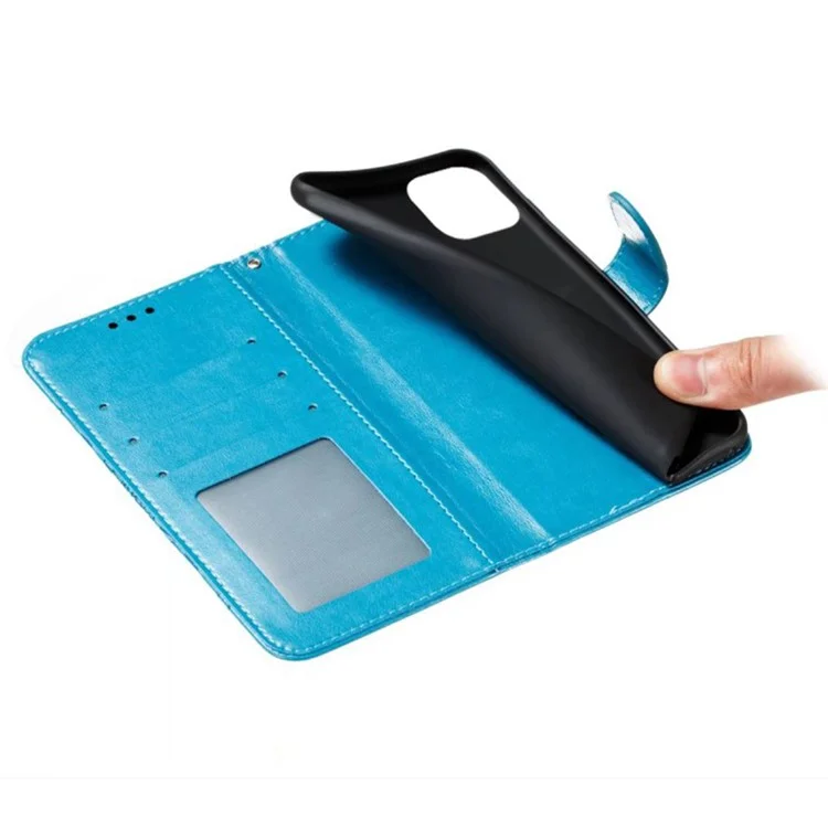 Pour iPhone 15 Stand Cover PU Leather Wallet Folio Flip Phone Case - Bleu