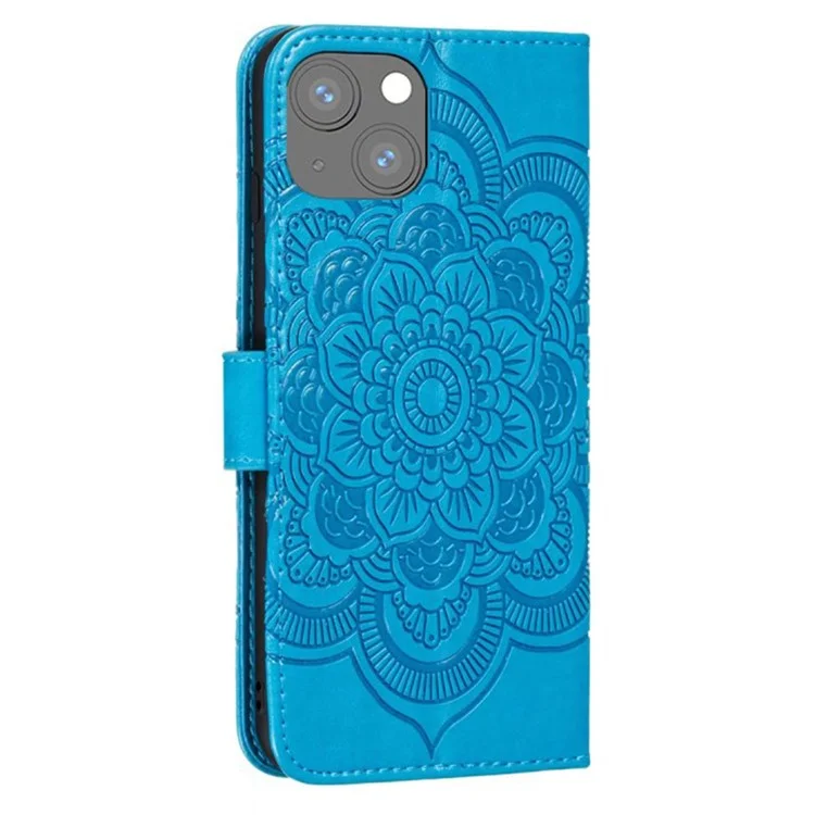 Pour iPhone 15 Stand Cover PU Leather Wallet Folio Flip Phone Case - Bleu
