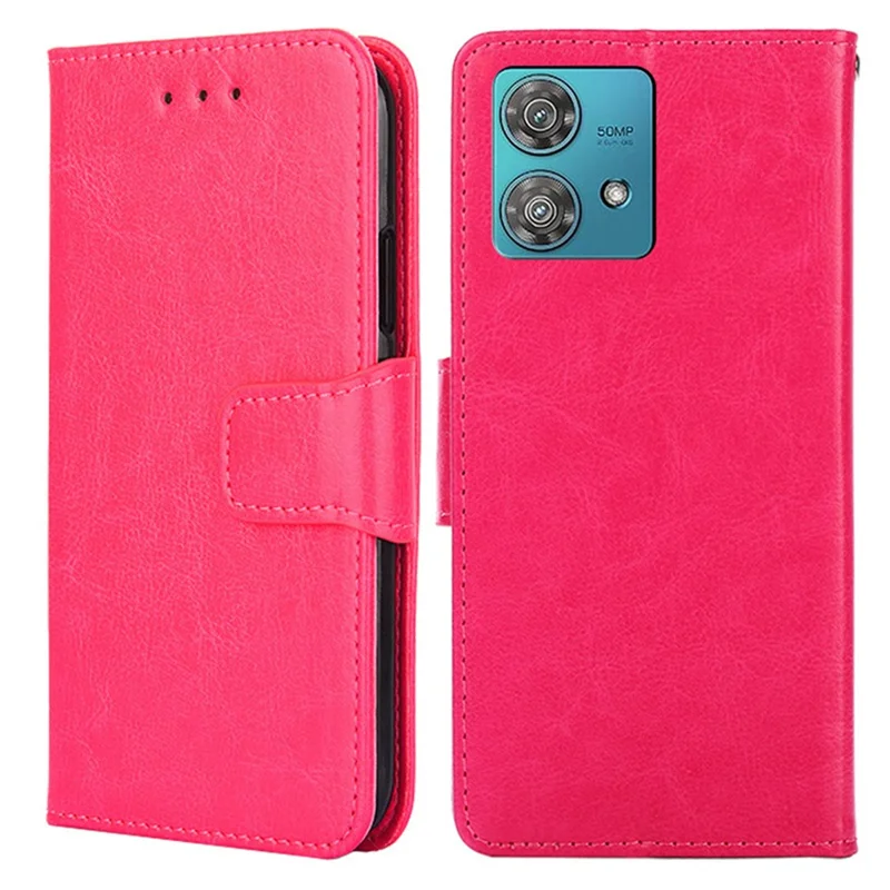 For Motorola Edge 40 Neo 5G Case TPU+PU Leather Wallet Stand Smart Phone Cover - Rose