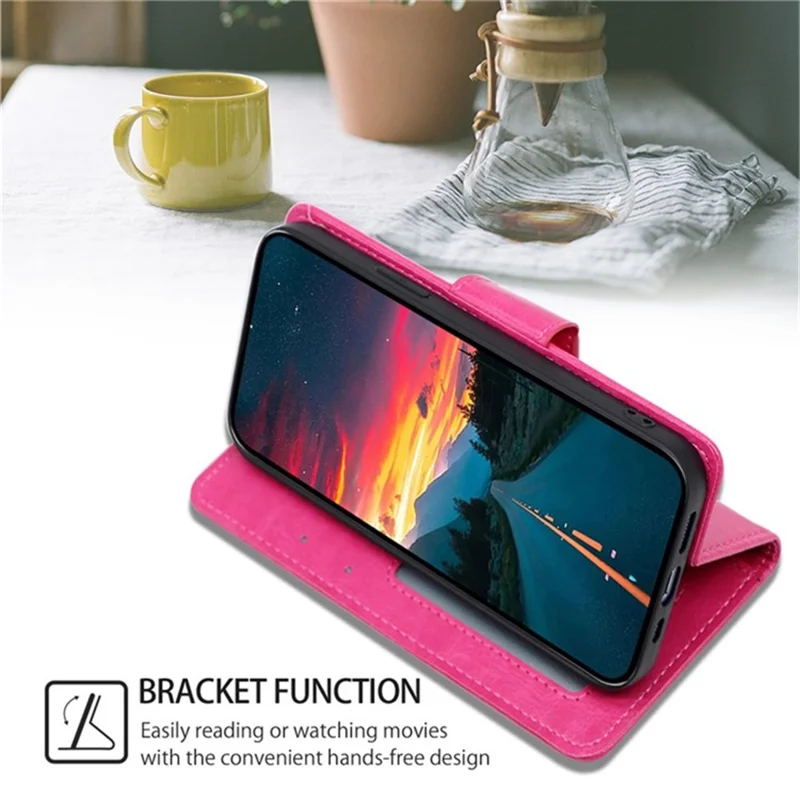 For Motorola Edge 40 Neo 5G Case TPU+PU Leather Wallet Stand Smart Phone Cover - Rose