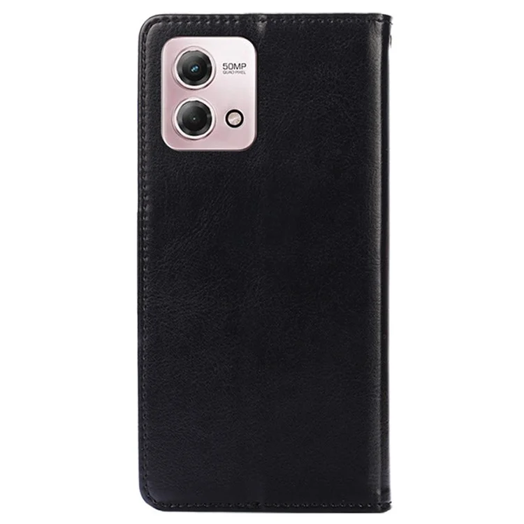 For Motorola Moto G Stylus (2023) Case Textured PU Leather Stand Anti-scratch Phone Cover - Black