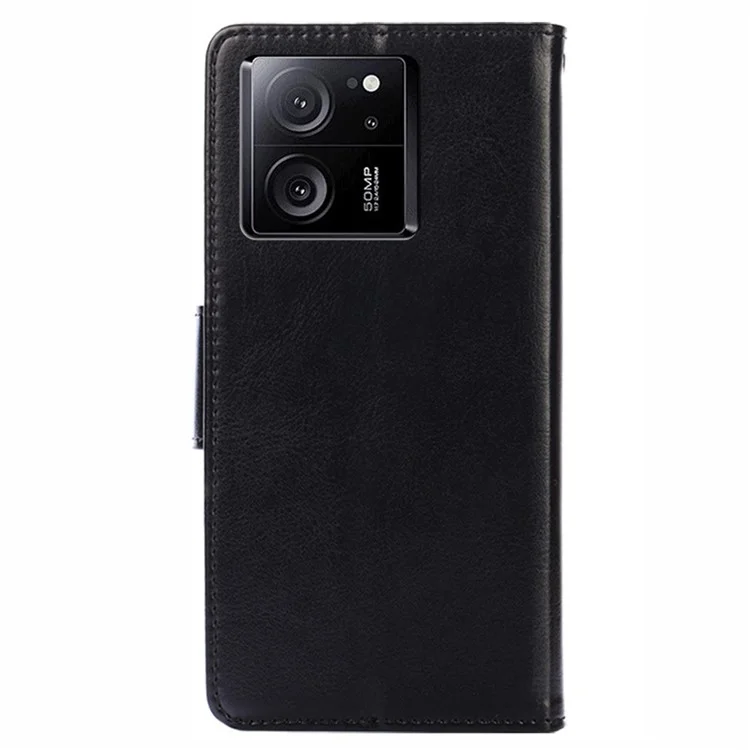 Para Xiaomi Redmi K60 Ultra / 13T / 13T Pro Capa de carteira de couro PU com textura - Preto