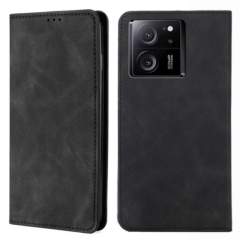 Para Xiaomi Redmi K60 Ultra Case Magnético Automatido Touch Touch Stand PU Cubierta Celular de Cuero Con Ranuras Para Tarjetas - Negro