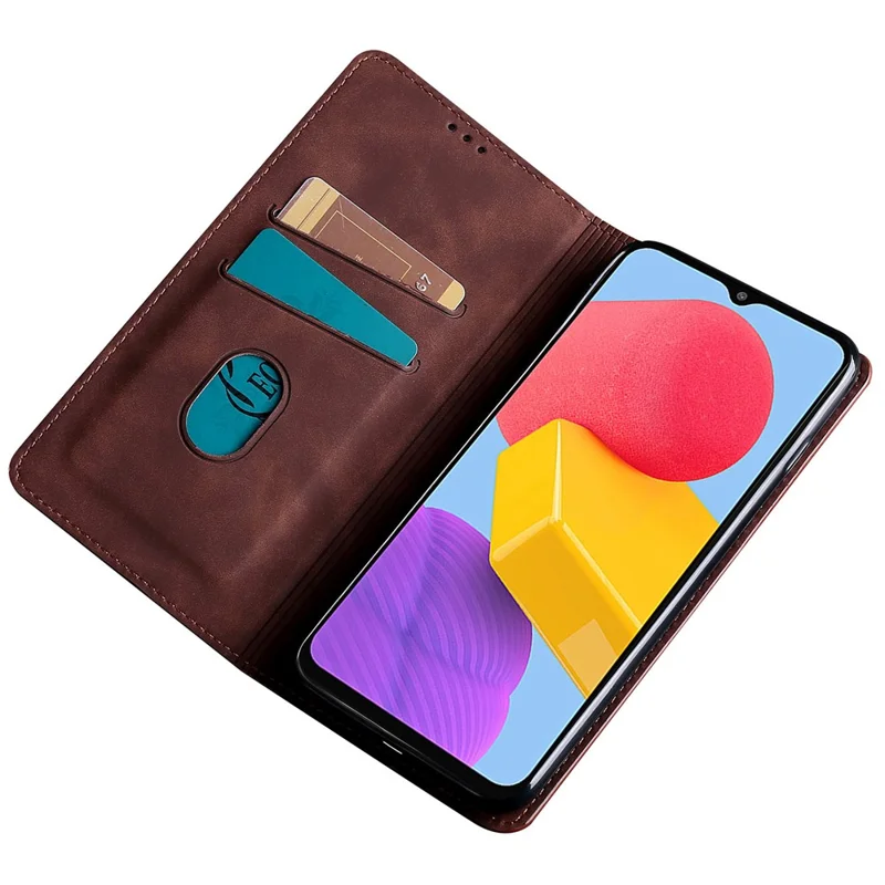 For Samsung Galaxy A05s 4G Case Skin-touch PU Leather Flip Stand Smart Phone Cover with Card Slots - Dark Brown