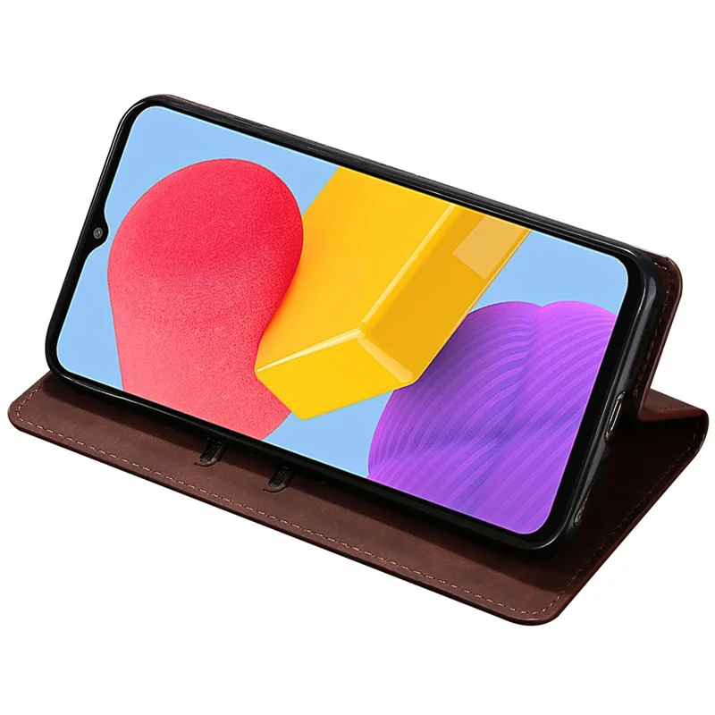For Samsung Galaxy A05s 4G Case Skin-touch PU Leather Flip Stand Smart Phone Cover with Card Slots - Dark Brown