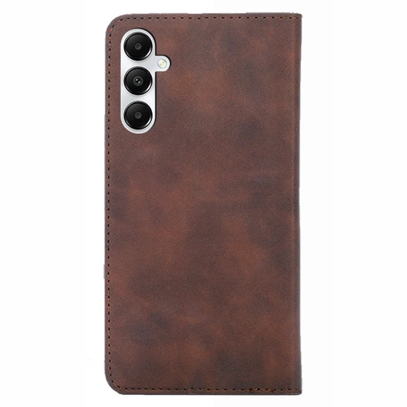For Samsung Galaxy A05s 4G Case Skin-touch PU Leather Flip Stand Smart Phone Cover with Card Slots - Dark Brown