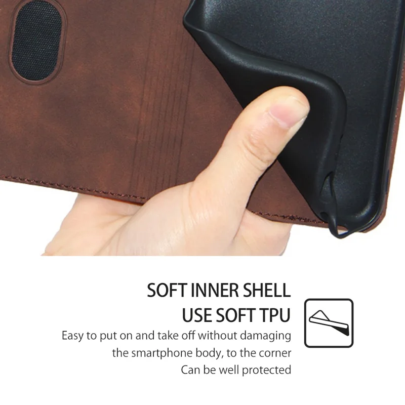 For Nokia G42 Case Skin-touch Flip Stand PU Leather Smart Phone Cover with Card Slots - Dark Brown