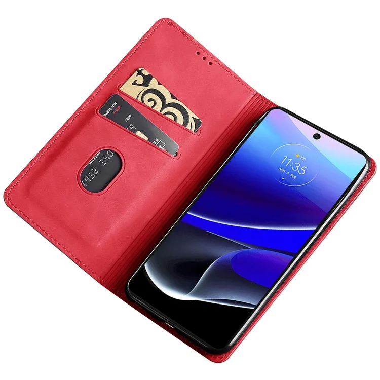 Per Motorola Moto G84 5G Custodia Skin-touch Flip Stand Anti-graffio in Pelle PU - Rosso