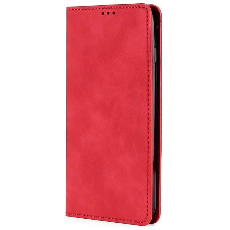 Per Motorola Moto G84 5G Custodia Skin-touch Flip Stand Anti-graffio in Pelle PU - Rosso