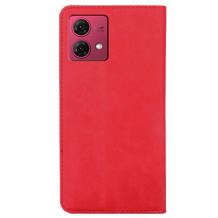 Per Motorola Moto G84 5G Custodia Skin-touch Flip Stand Anti-graffio in Pelle PU - Rosso