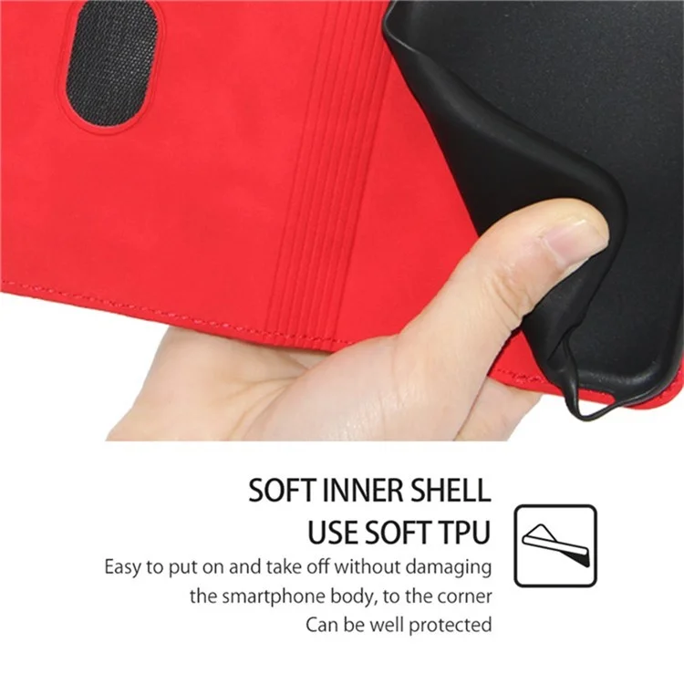 Per Nothing Phone (2) Custodia Skin-touch Flip Stand Slot per Schede in Pelle PU Copertina Smart Phone - Rosso