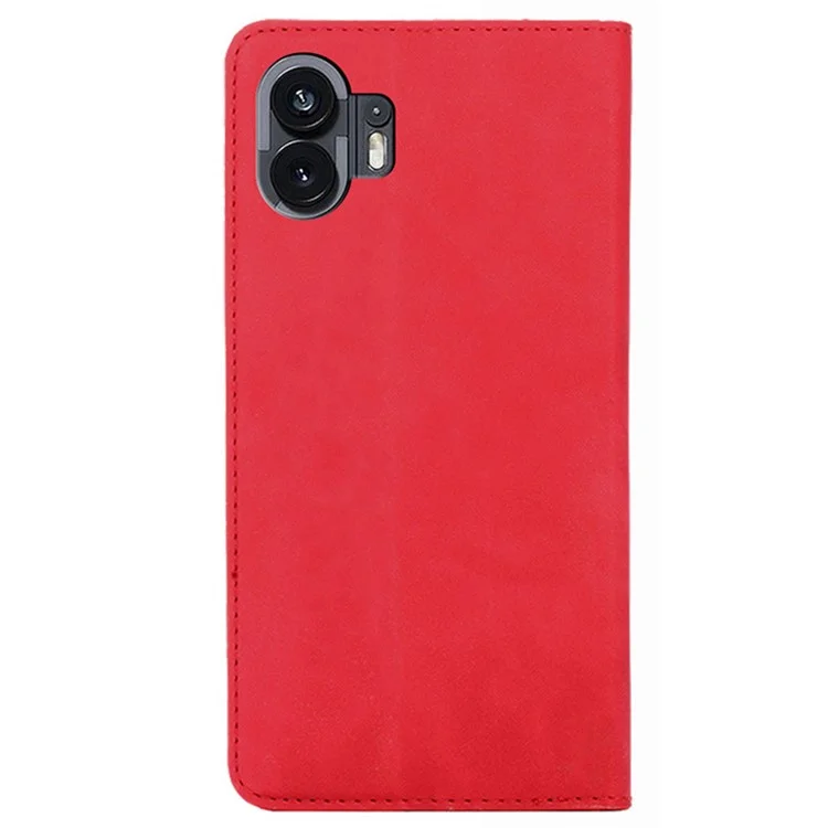 Per Nothing Phone (2) Custodia Skin-touch Flip Stand Slot per Schede in Pelle PU Copertina Smart Phone - Rosso