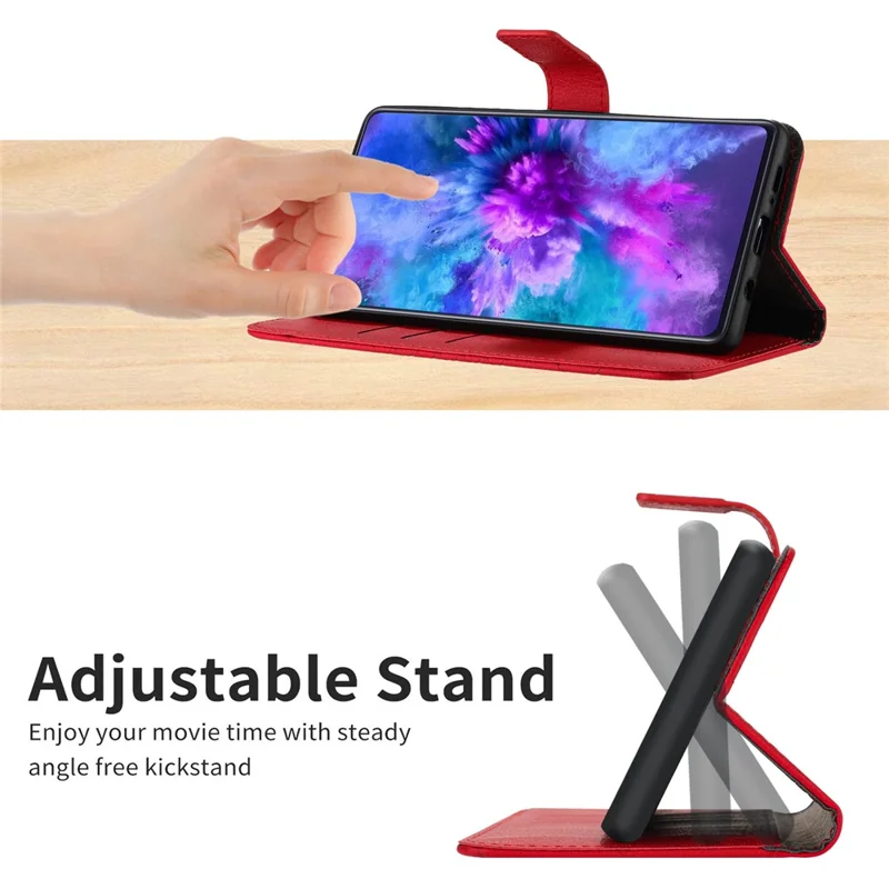 HT06 For Xiaomi Redmi 12 4G / 5G (Global) / Poco M6 Pro 5G Case Rhombus Imprinted Phone Leather Cover - Red